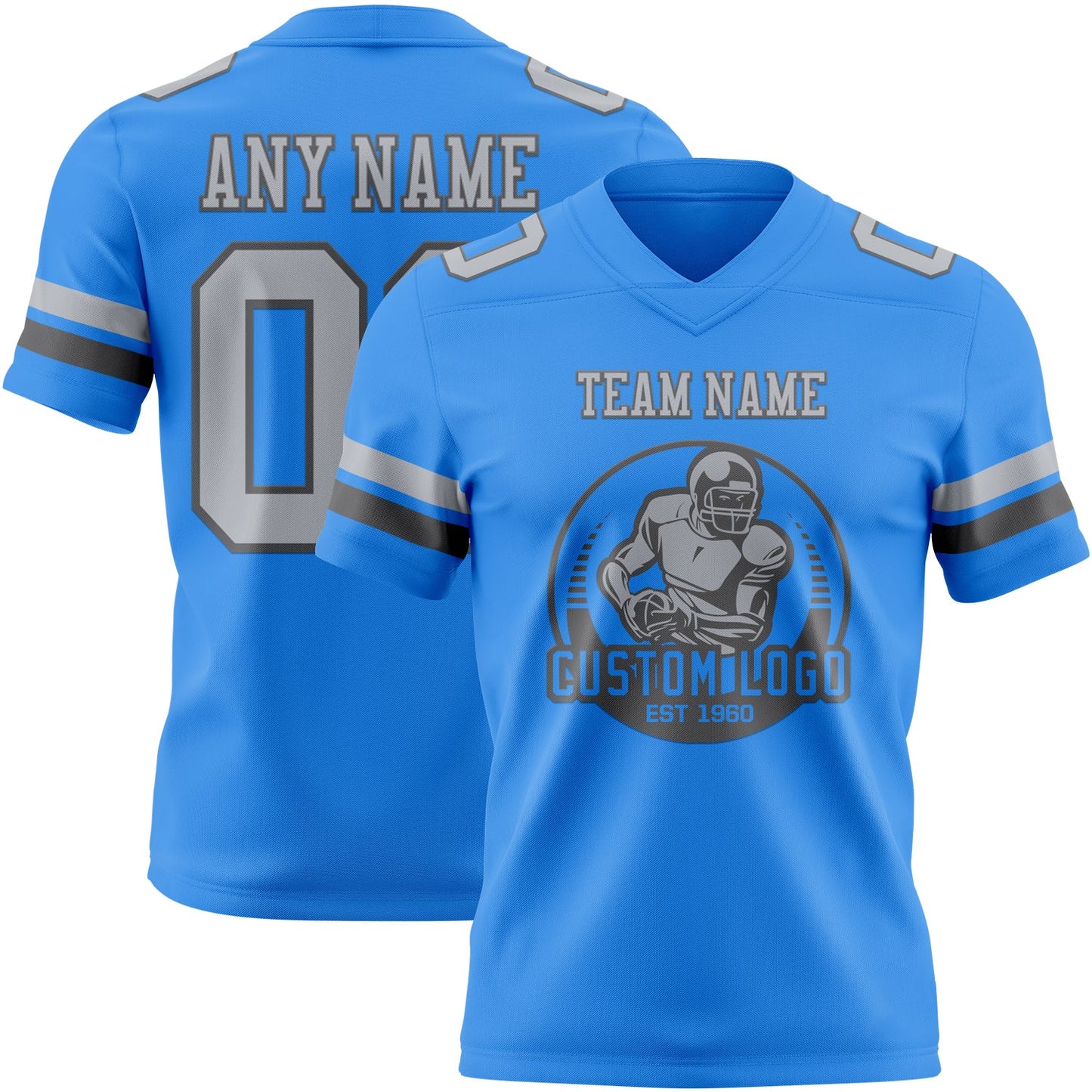 Custom Powder Blue Gray-Steel Gray Authentic Football Jersey view 2