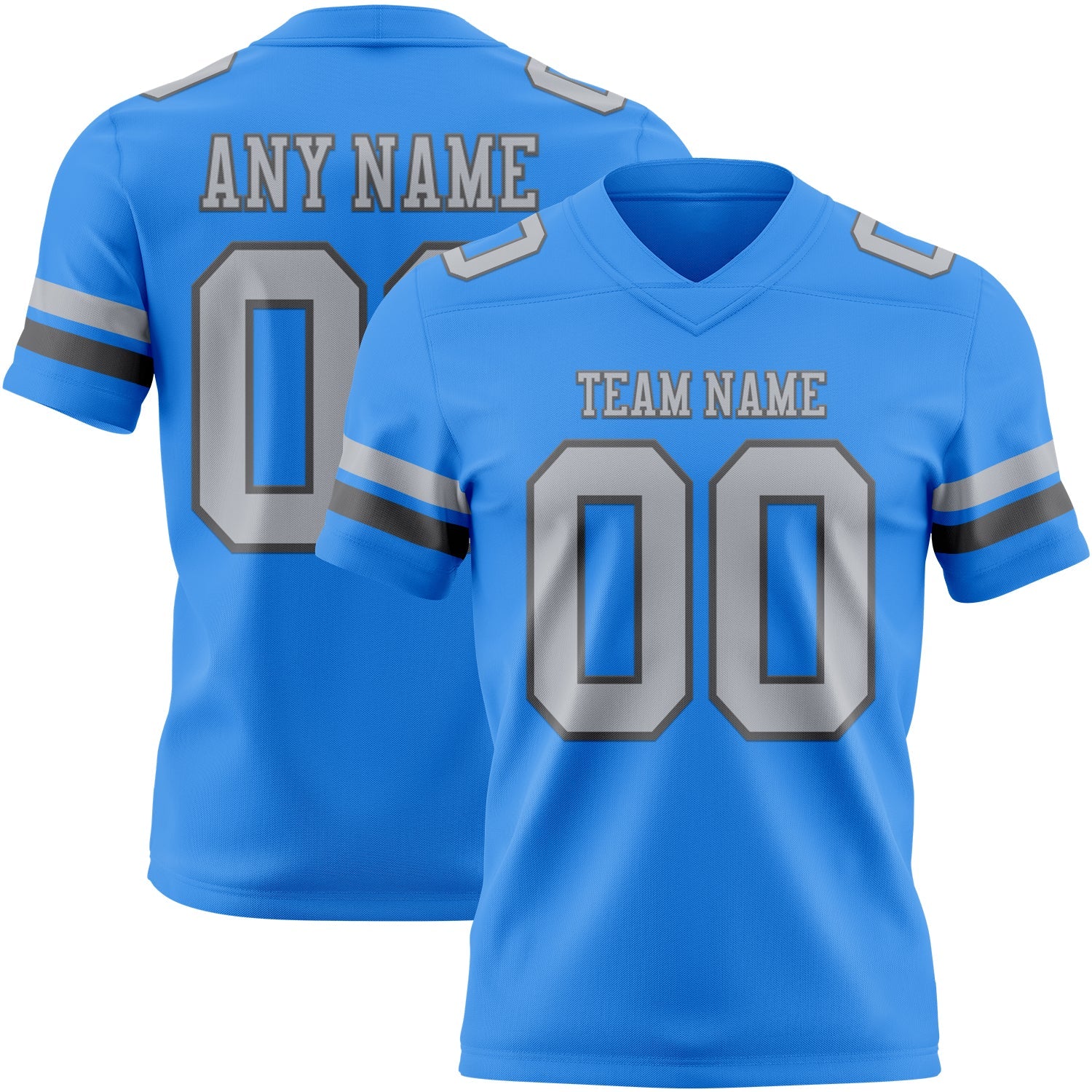 Custom Powder Blue Gray-Steel Gray Authentic Football Jersey - Main View