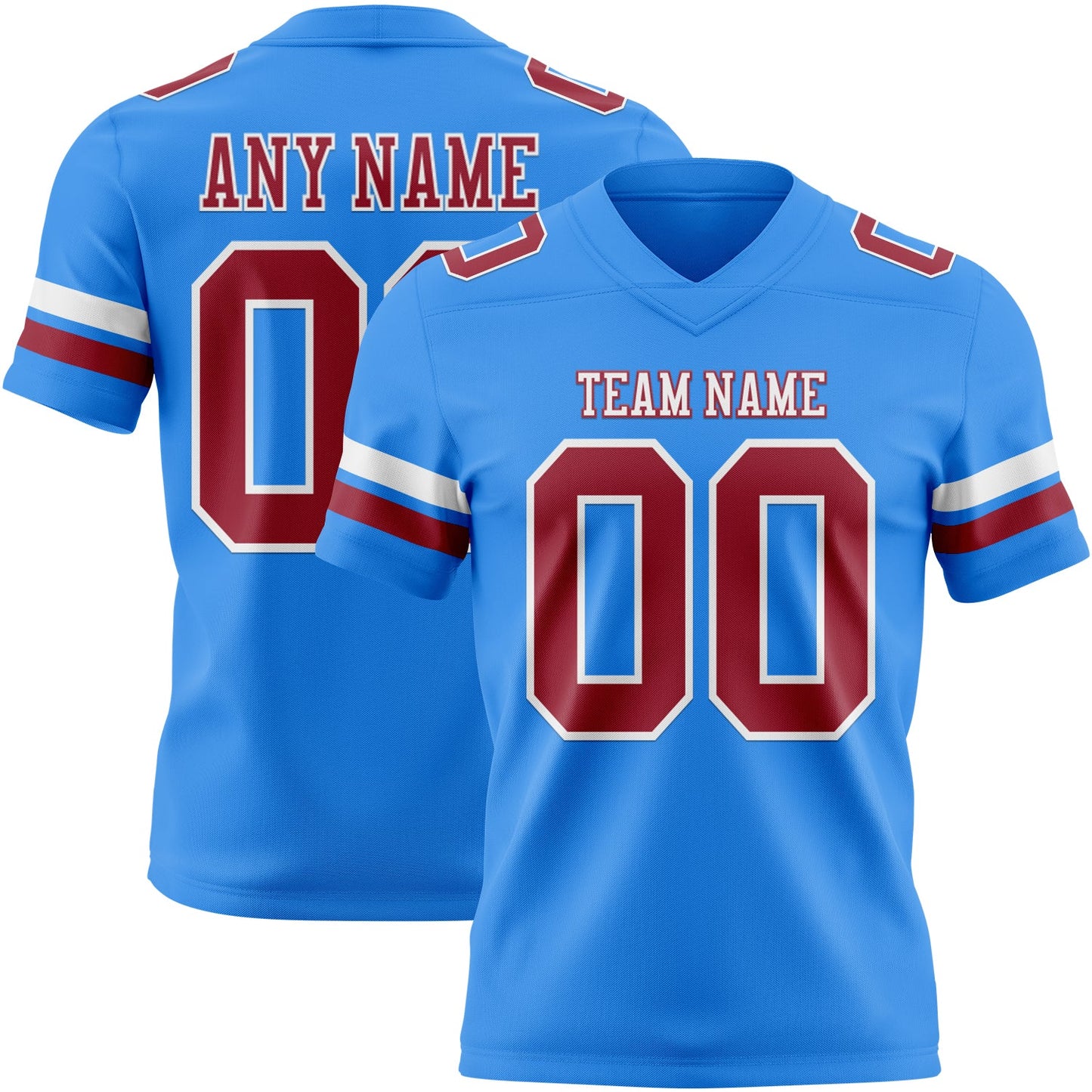 Custom Powder Blue Cardinal-White Authentic Football Jersey - Main View