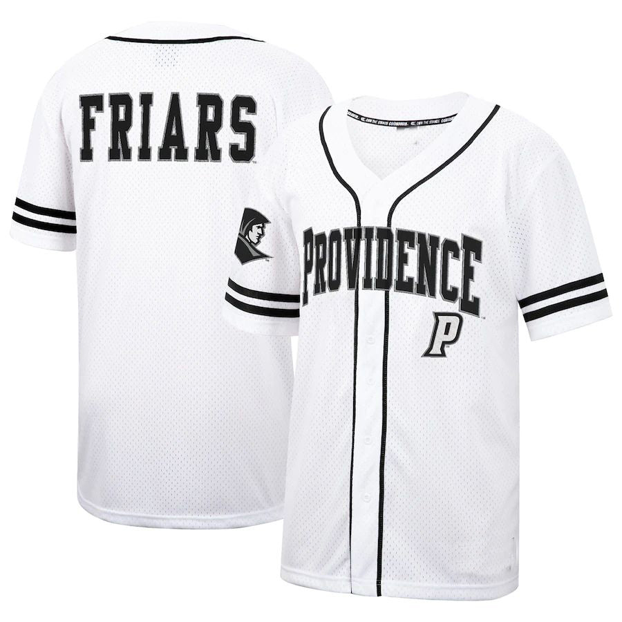 P.Friars Colosseum Free-Spirited Full-Button Baseball Jersey White Stitched American College Jerseys - Main View