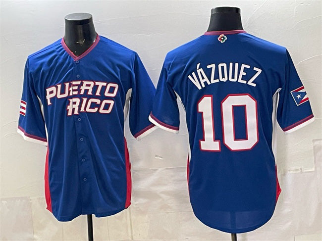 Puerto Rico Baseball #10 Luis Vázquez Royal 2026 World Baseball Classic Road Stadium Stitched Baseball Jersey - Main View