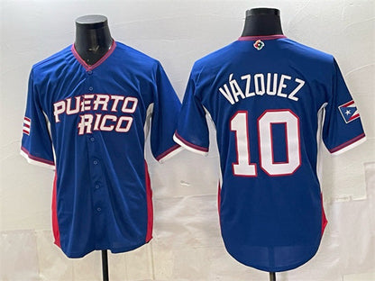 Puerto Rico Baseball #10 Luis Vázquez Royal 2026 World Baseball Classic Road Stadium Stitched Baseball Jersey - Main View