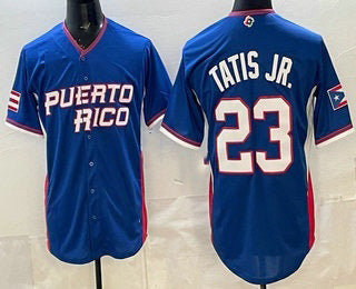 Puerto Rico Baseball #23 Fernando Tatis Jr Blue 2026 World Baseball Classic Cool Base Stitched Baseball Jersey - Main View