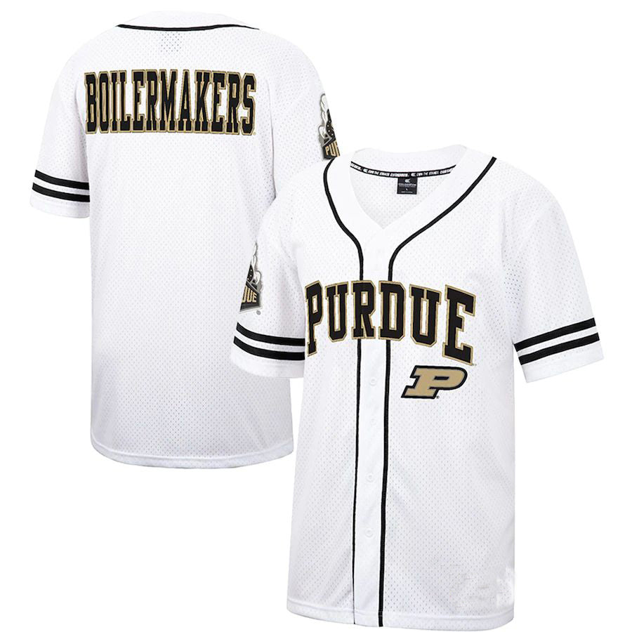 P.Boilermakers Colosseum Free Spirited Baseball Jersey White Black Stitched American College Jerseys - Main View