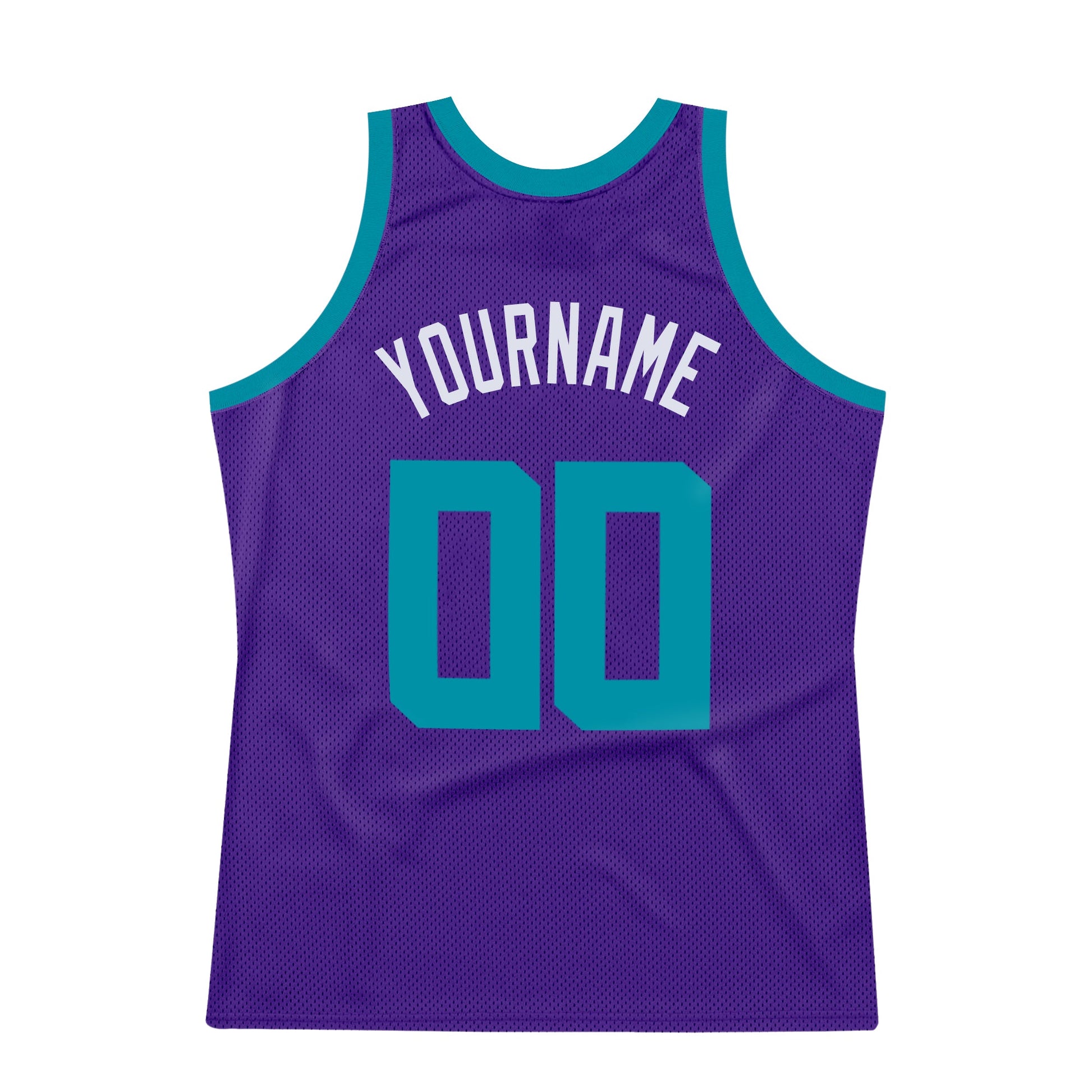 Custom Purple Teal-White Authentic Throwback Basketball Jersey view 6