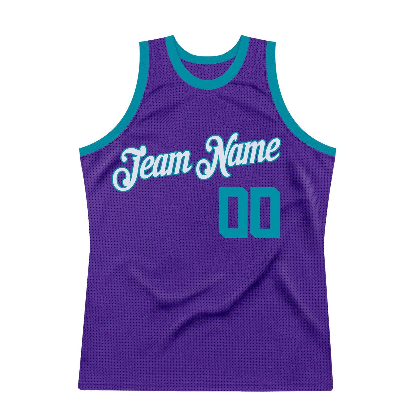 Custom Purple Teal-White Authentic Throwback Basketball Jersey view 7
