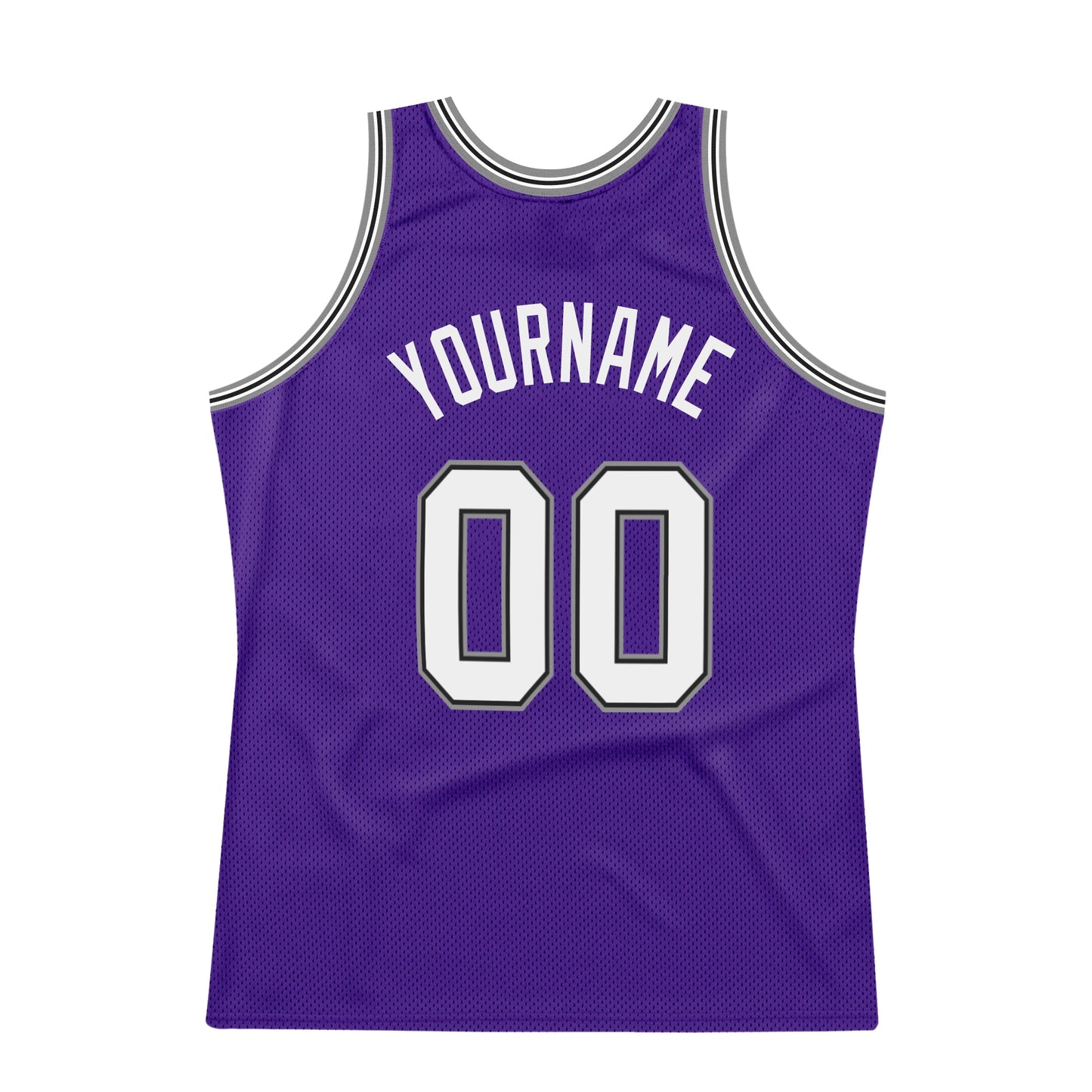 Custom Purple White-Gray Authentic Throwback Basketball Jersey view 6