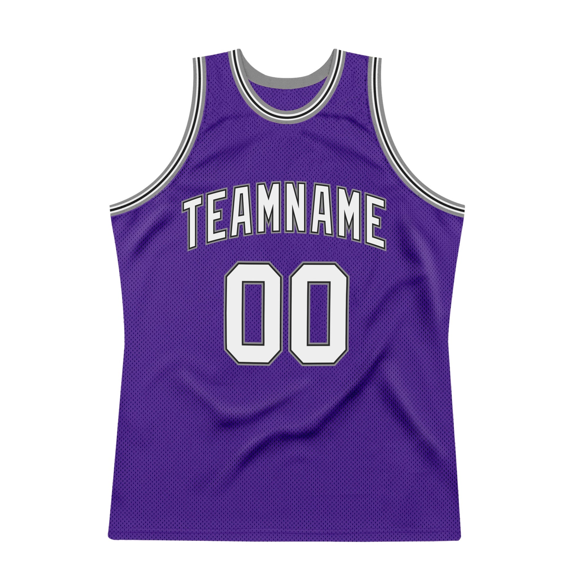 Custom Purple White-Gray Authentic Throwback Basketball Jersey view 7