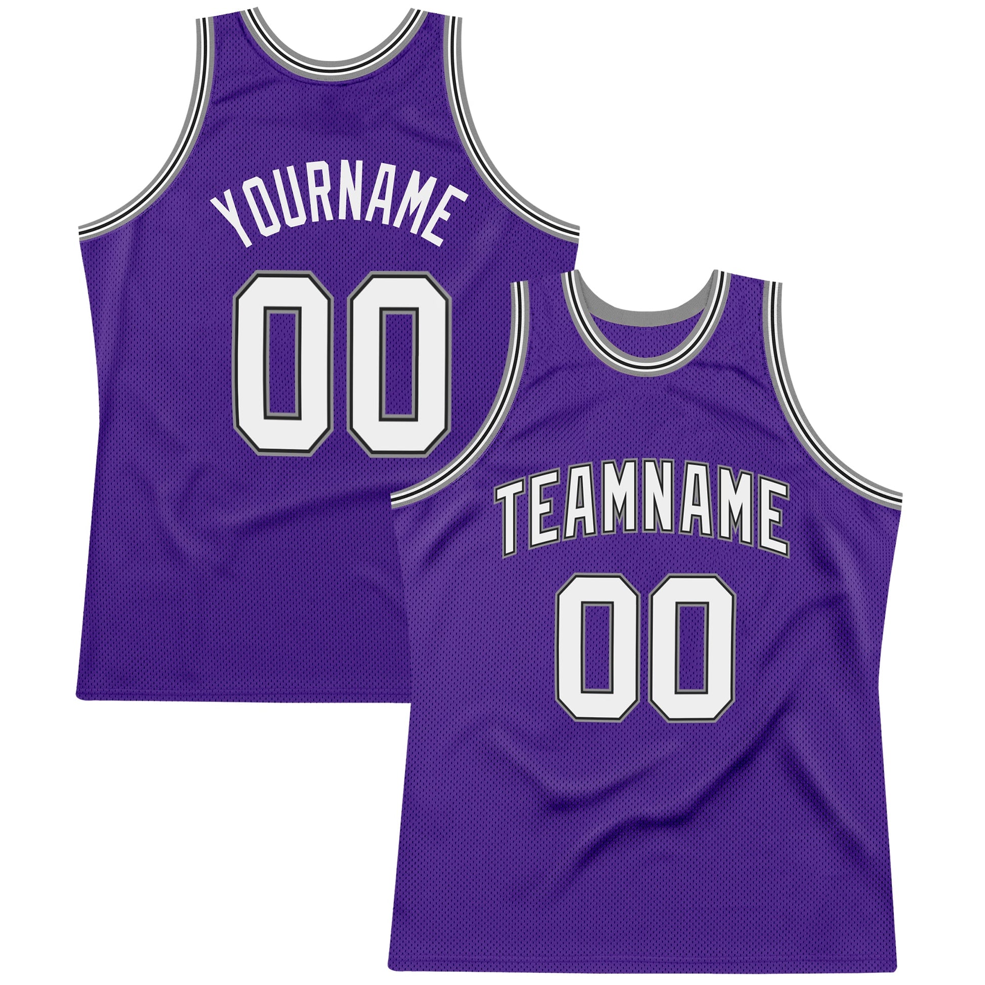 Custom Purple White-Gray Authentic Throwback Basketball Jersey - Main View