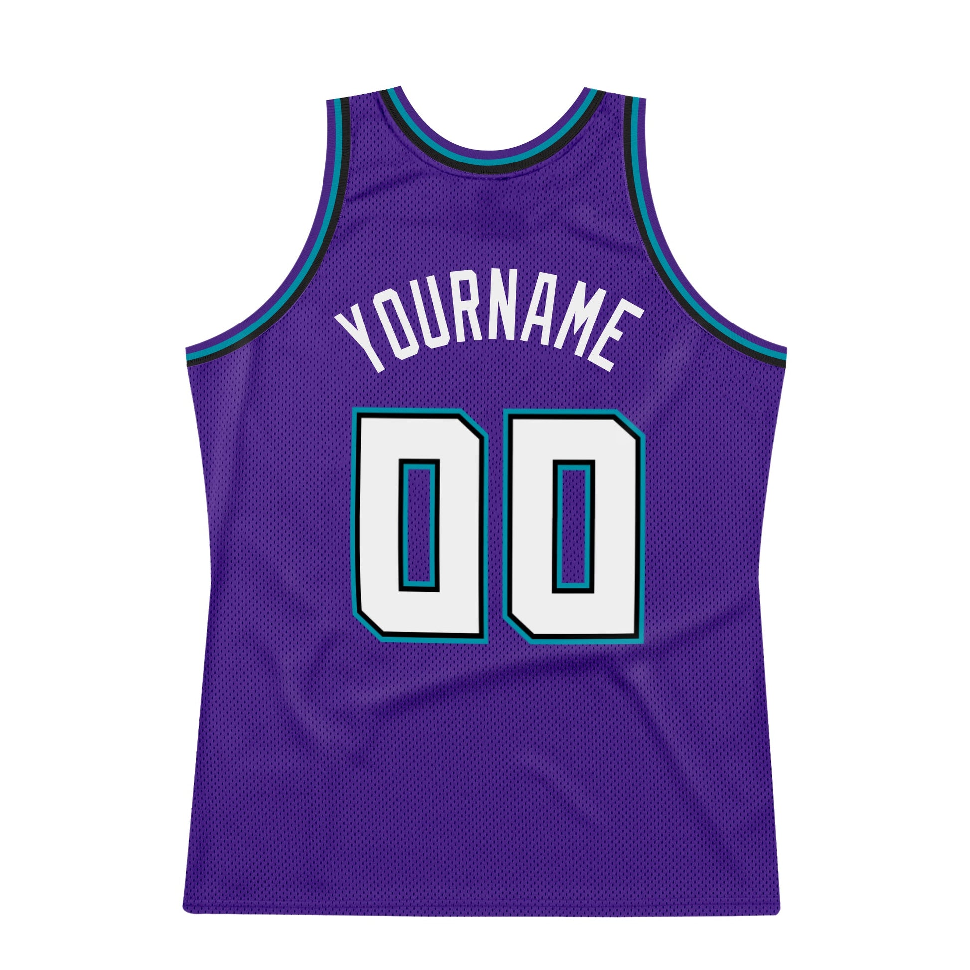 Custom Purple White-Teal Authentic Throwback Basketball Jersey view 6