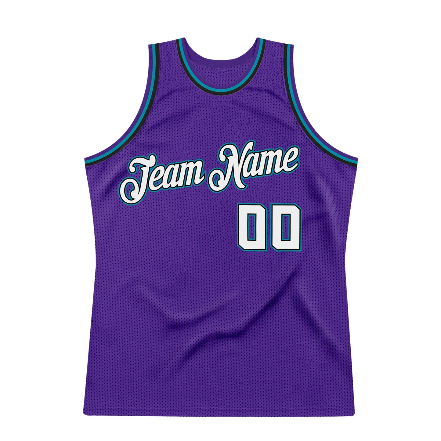 Custom Purple White-Teal Authentic Throwback Basketball Jersey view 7