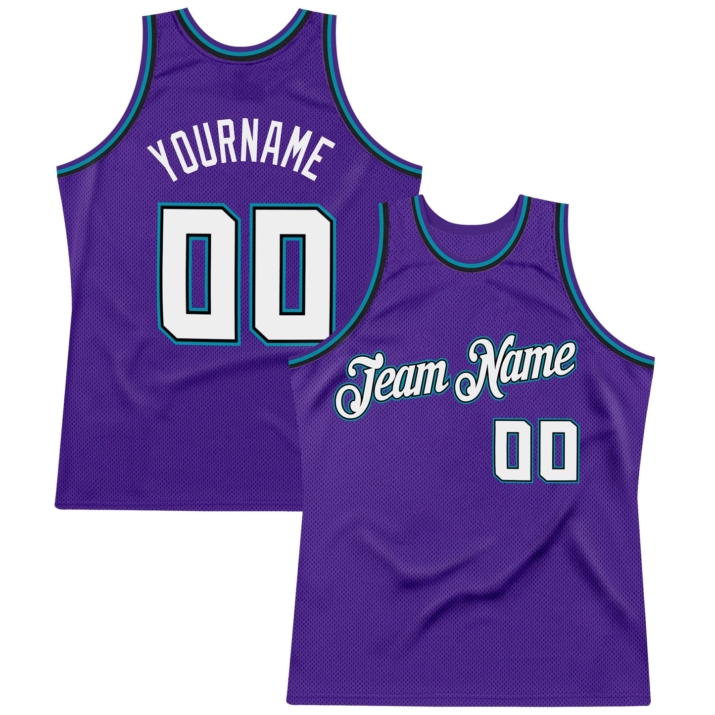 Custom Purple White-Teal Authentic Throwback Basketball Jersey - Main View