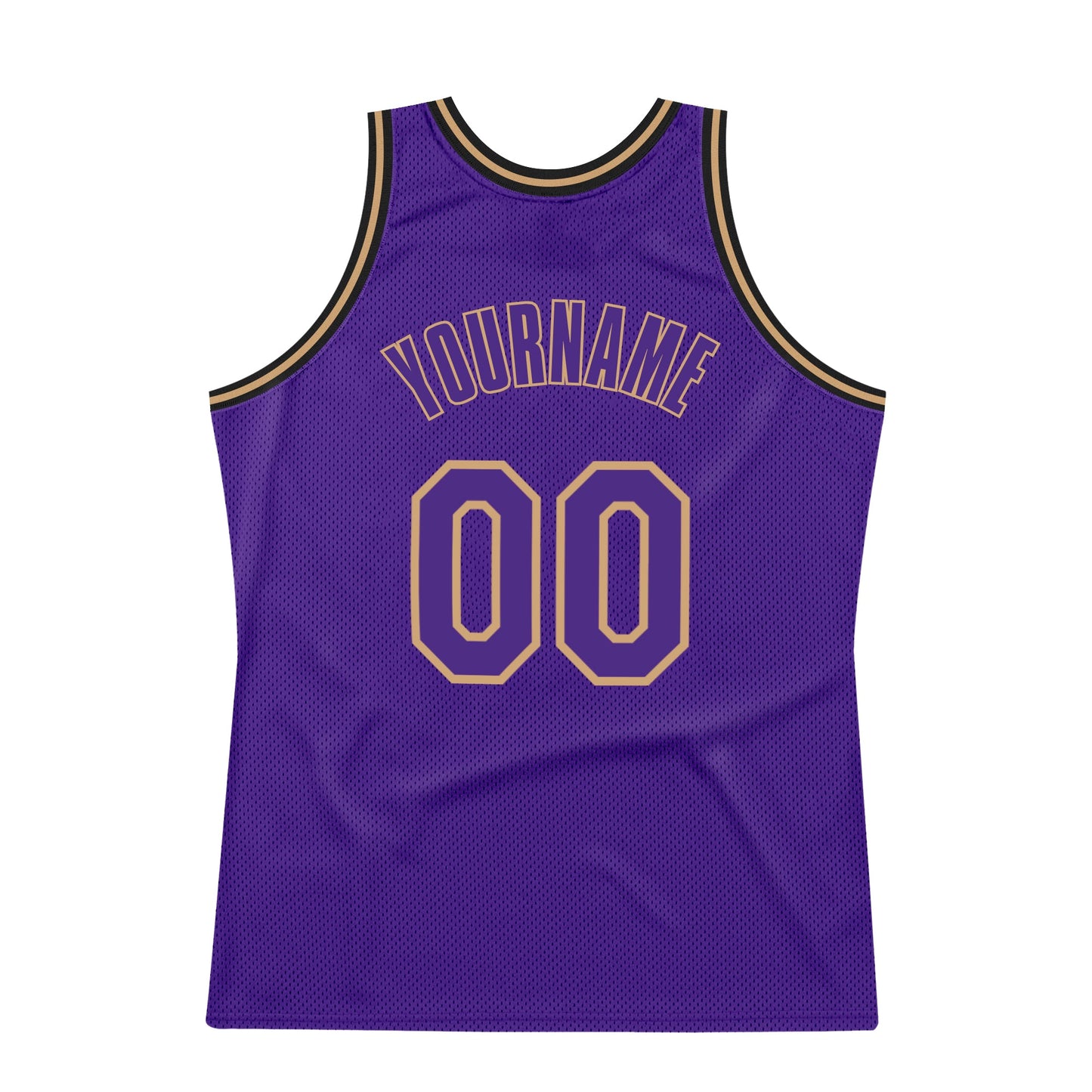 Custom Purple Purple-Old Gold Authentic Throwback Basketball Jersey view 6