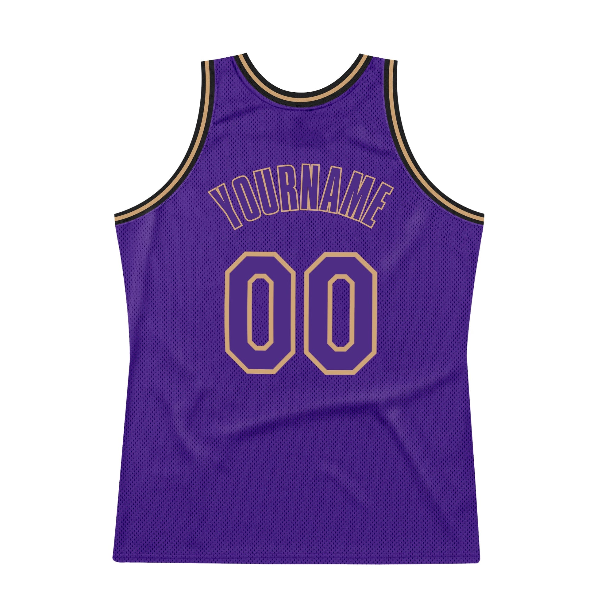 Custom Purple Purple-Old Gold Authentic Throwback Basketball Jersey view 6