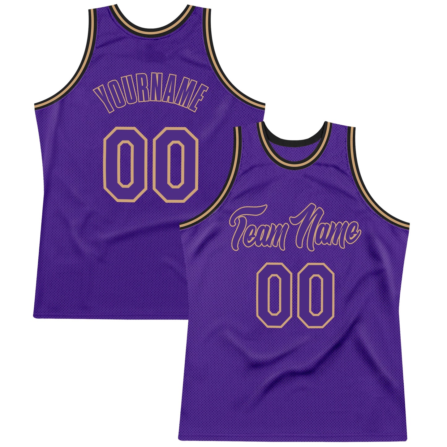 Custom Purple Purple-Old Gold Authentic Throwback Basketball Jersey - Main View