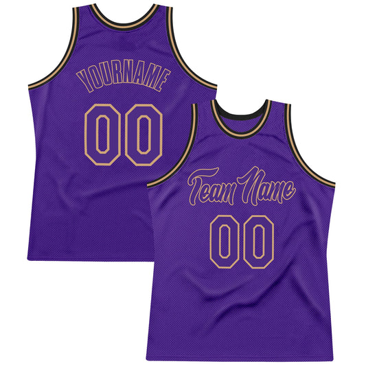 Custom Purple Purple-Old Gold Authentic Throwback Basketball Jersey - Main View