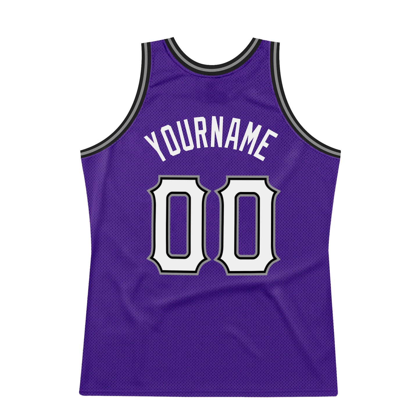 Custom Purple White-Black Authentic Throwback Basketball Jersey view 6