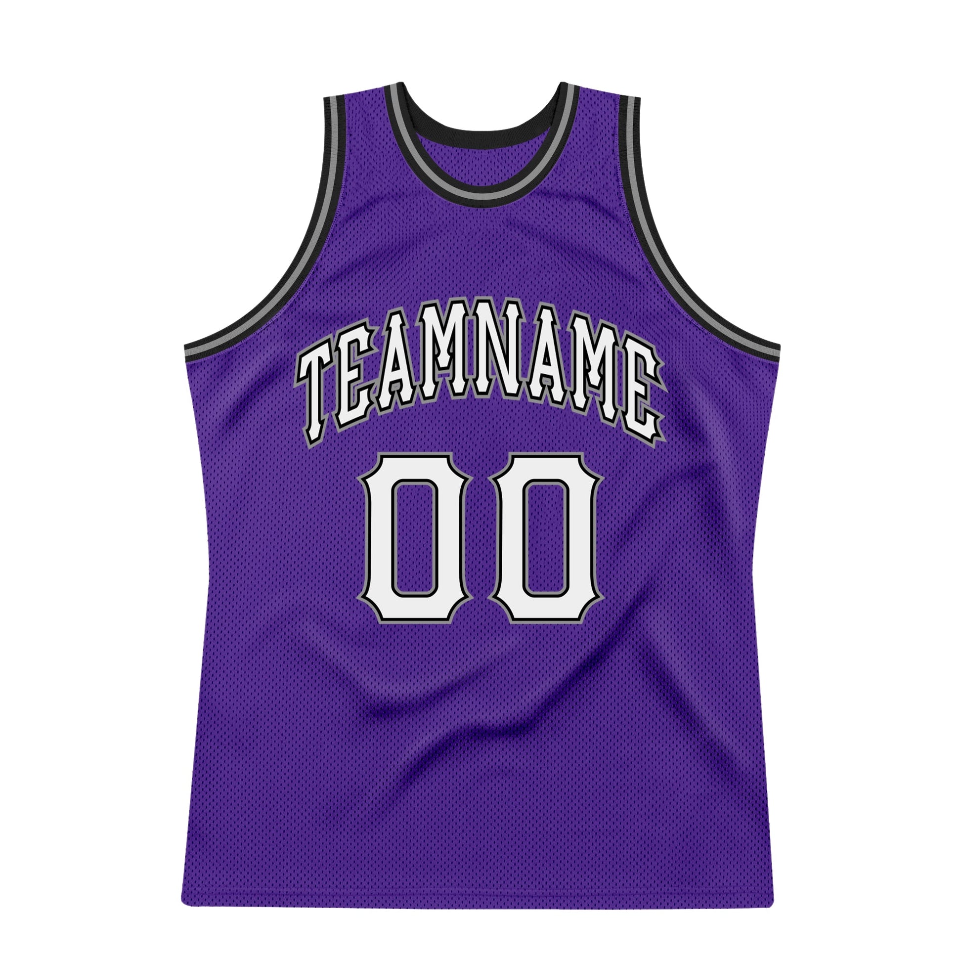 Custom Purple White-Black Authentic Throwback Basketball Jersey view 7