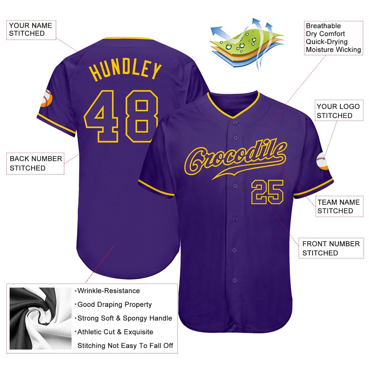 Custom Purple Purple-Gold Authentic Baseball Jersey view 3