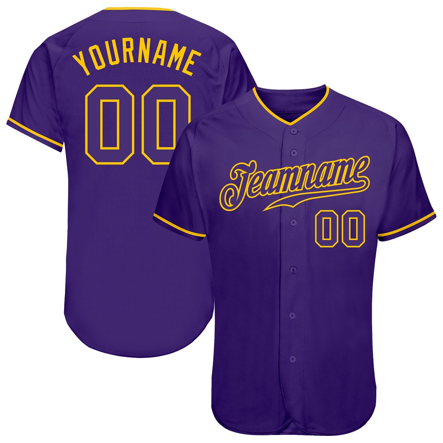 Custom Purple Purple-Gold Authentic Baseball Jersey - Main View