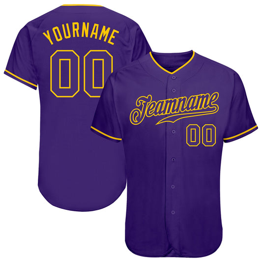 Custom Purple Purple-Gold Authentic Baseball Jersey - Main View