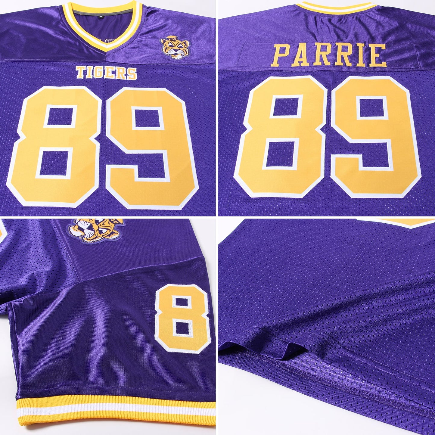 Custom Purple Gold-White Mesh Authentic Throwback Football Jersey view 5