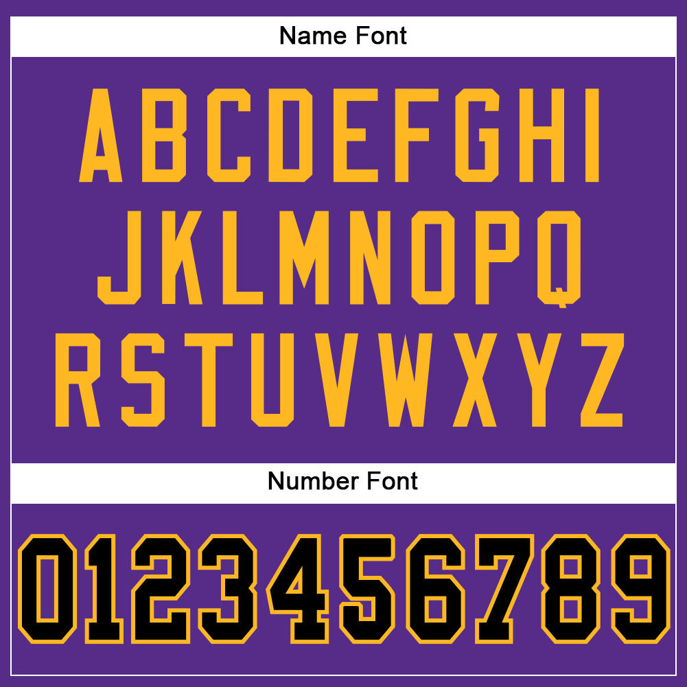Custom Purple Black-Gold Mesh Authentic Football Jersey view 4