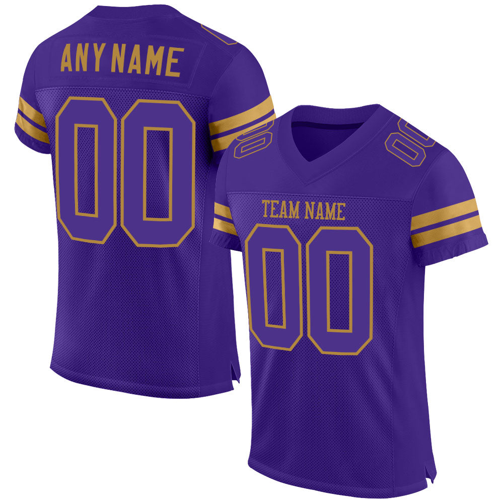 Custom Purple Purple-Old Gold Mesh Authentic Football Jersey - Main View