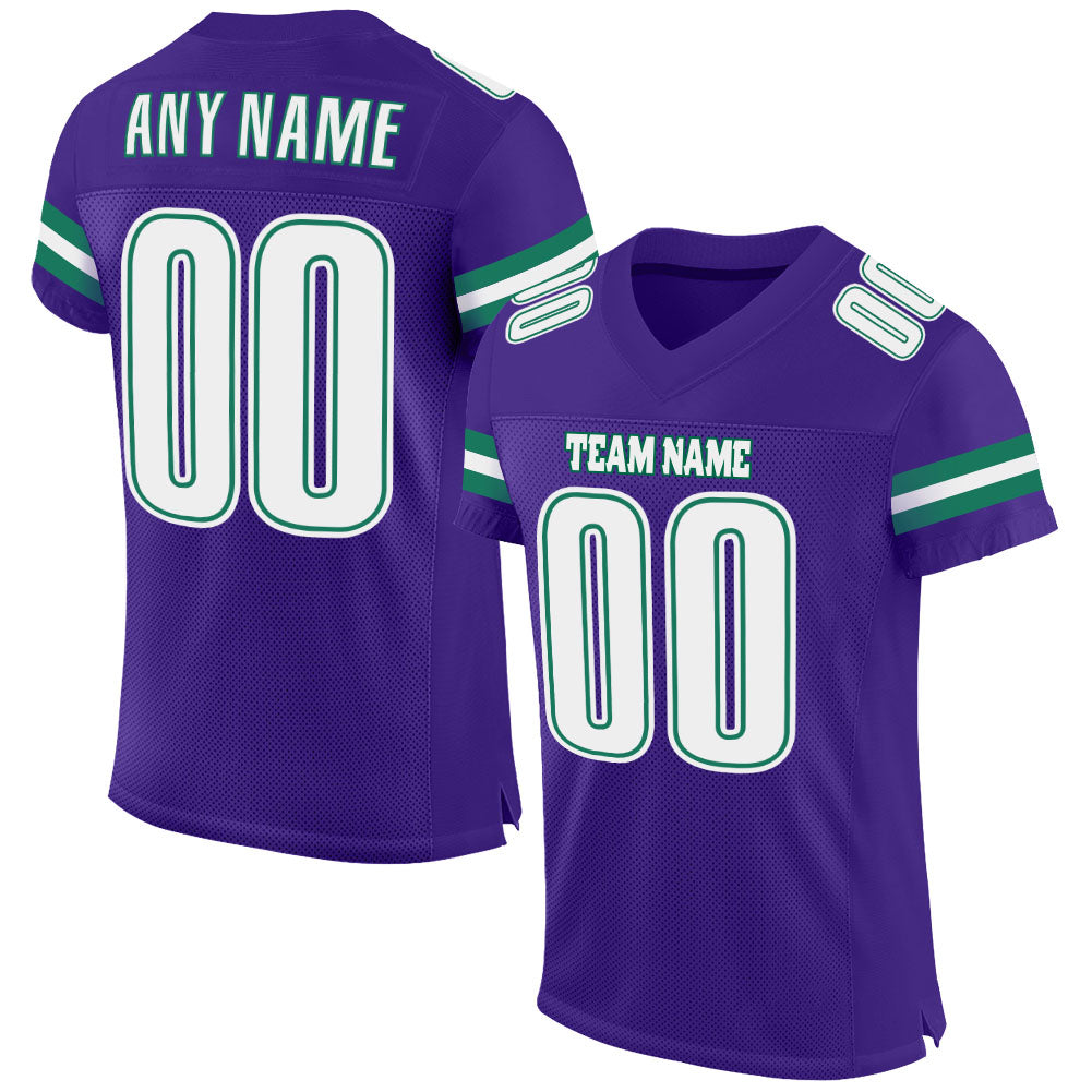 Custom Purple White-Kelly Green Mesh Authentic Football Jersey - Main View