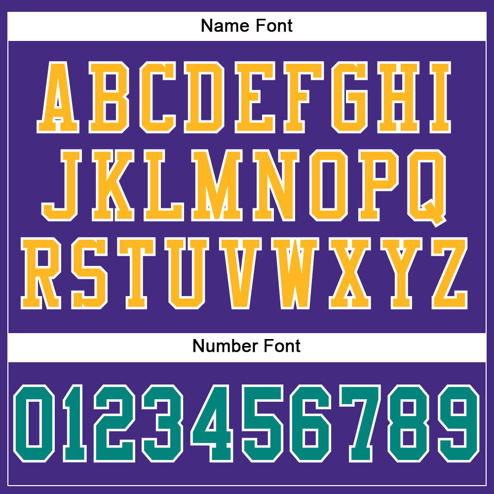 Custom Purple Aqua-Gold Mesh Authentic Football Jersey view 4