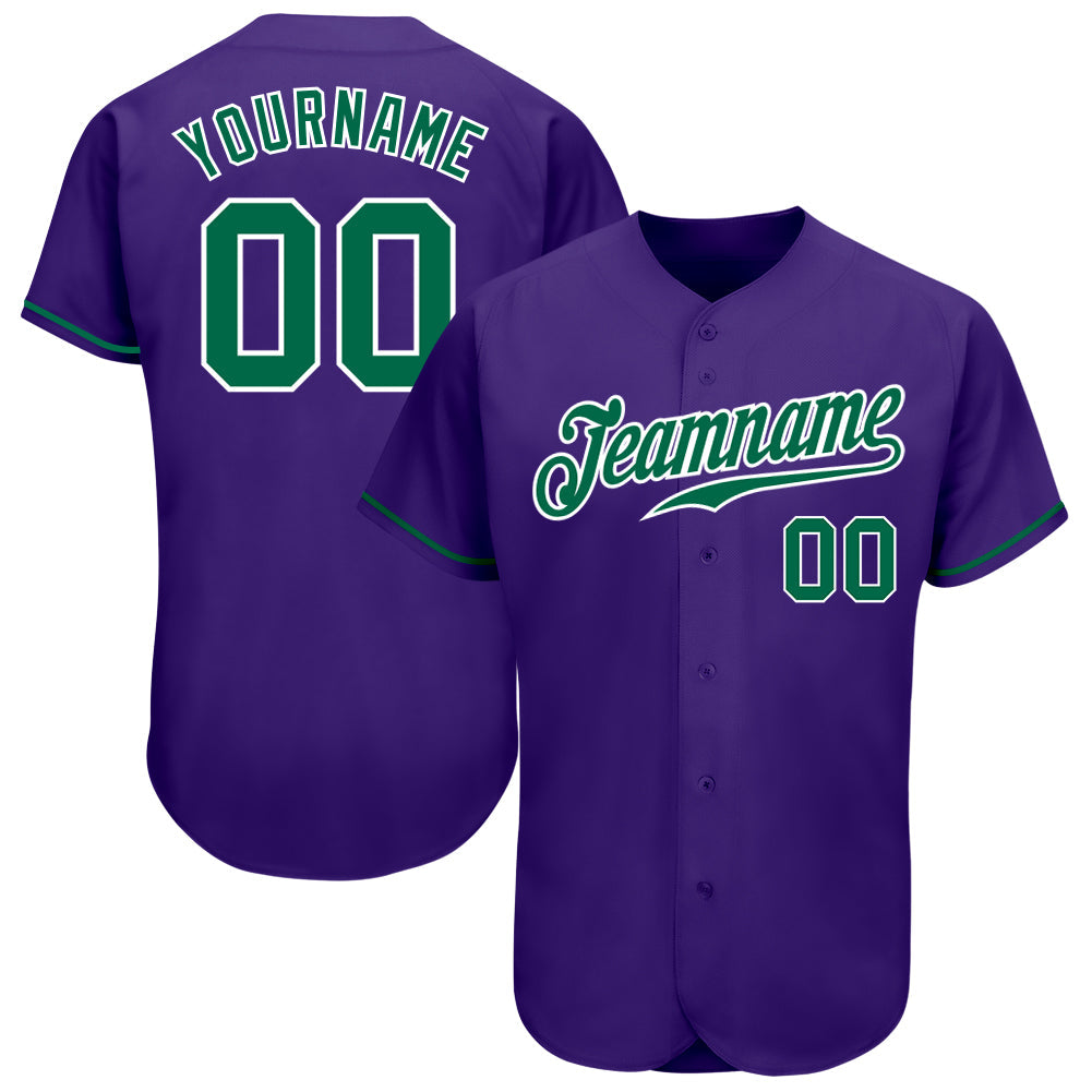 Custom Purple Kelly Green-White Authentic Baseball Jersey - Main View