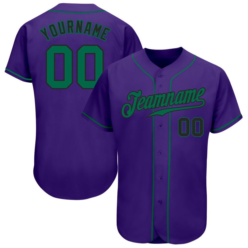 Custom Purple Kelly Green-Black Authentic Baseball Jersey - Main View