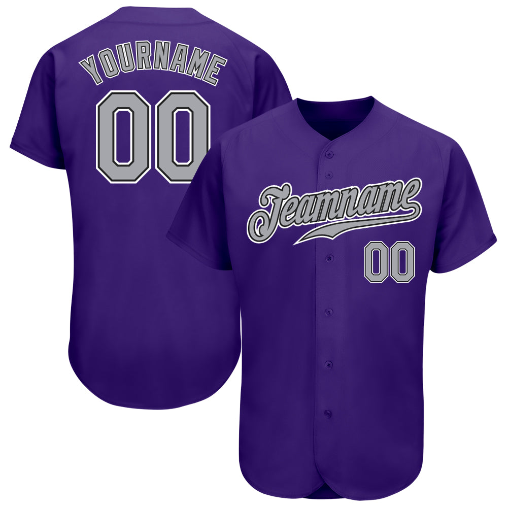 Custom Purple Gray-Black Authentic Baseball Jersey - Main View
