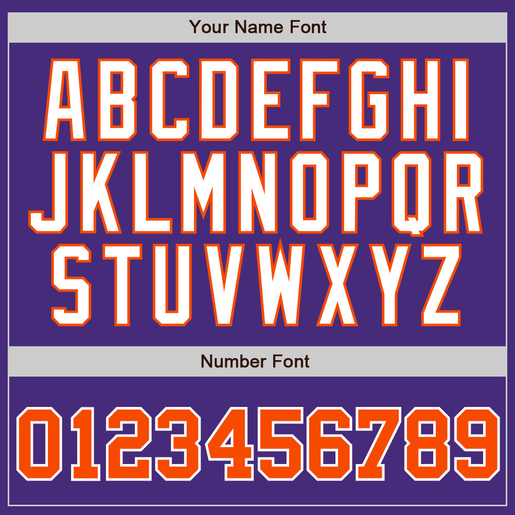 Custom Purple White Pinstripe Orange-White Authentic Baseball Jersey view 4