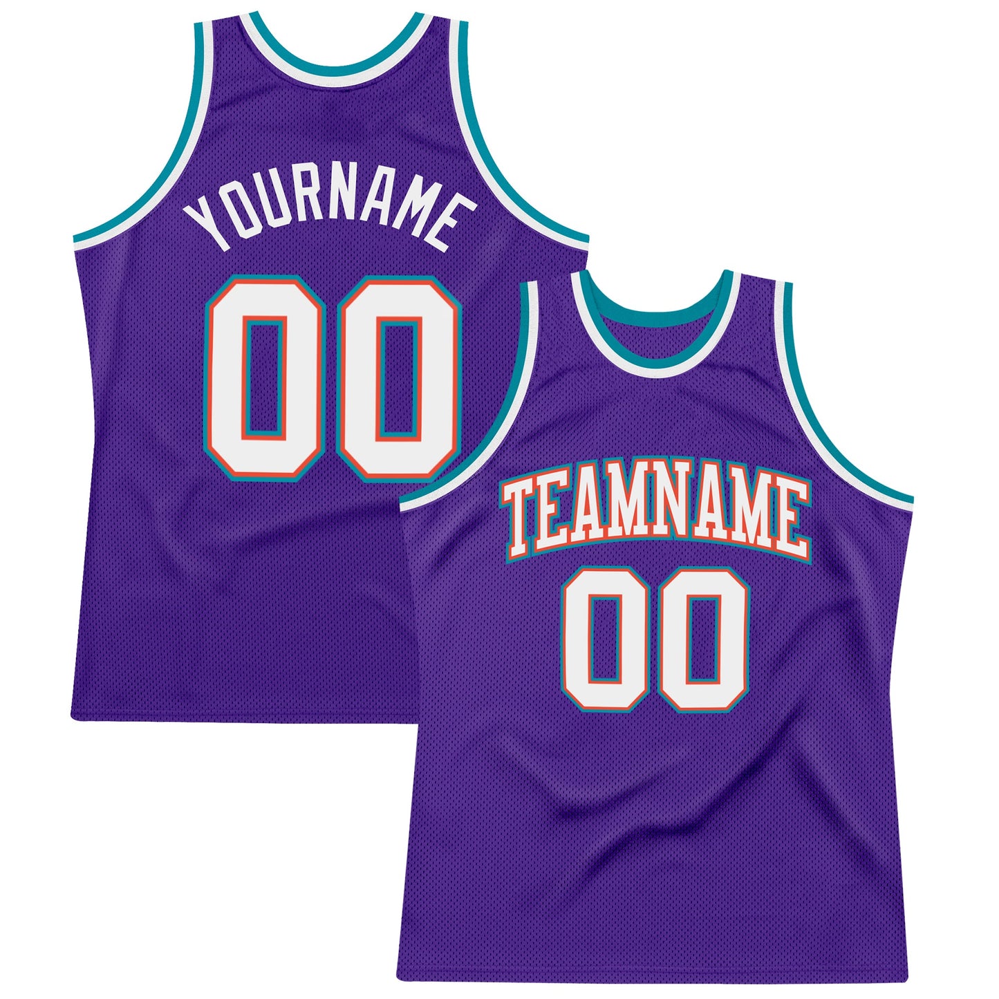 Custom Purple White-Teal Authentic Throwback Basketball Jersey - Main View