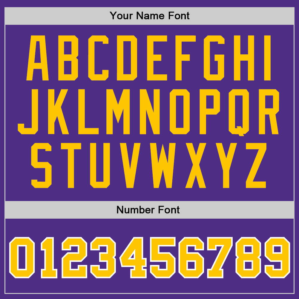 Custom Purple Gold-White Authentic Throwback Basketball Jersey view 3