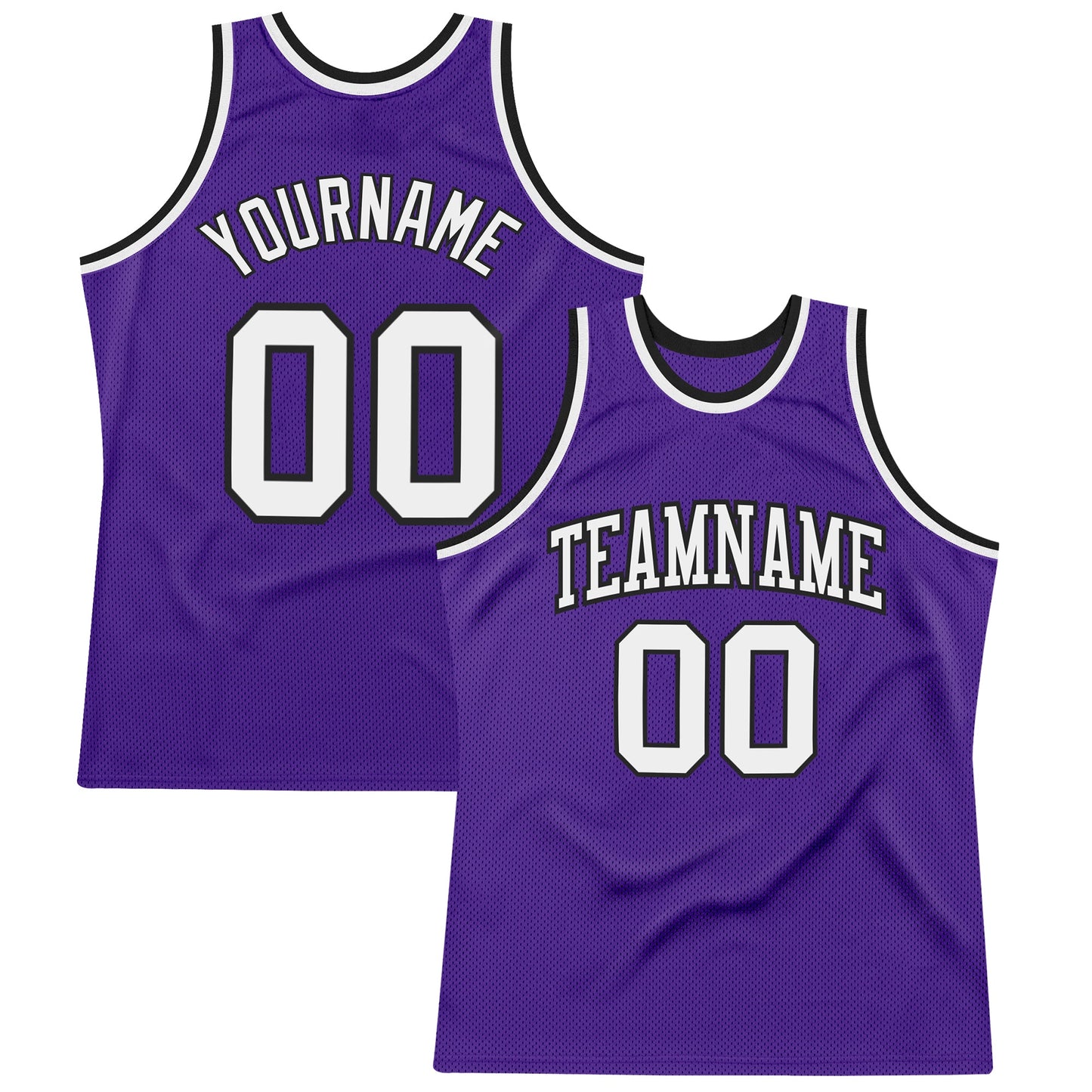 Custom Purple White-Black Authentic Throwback Basketball Jersey - Main View