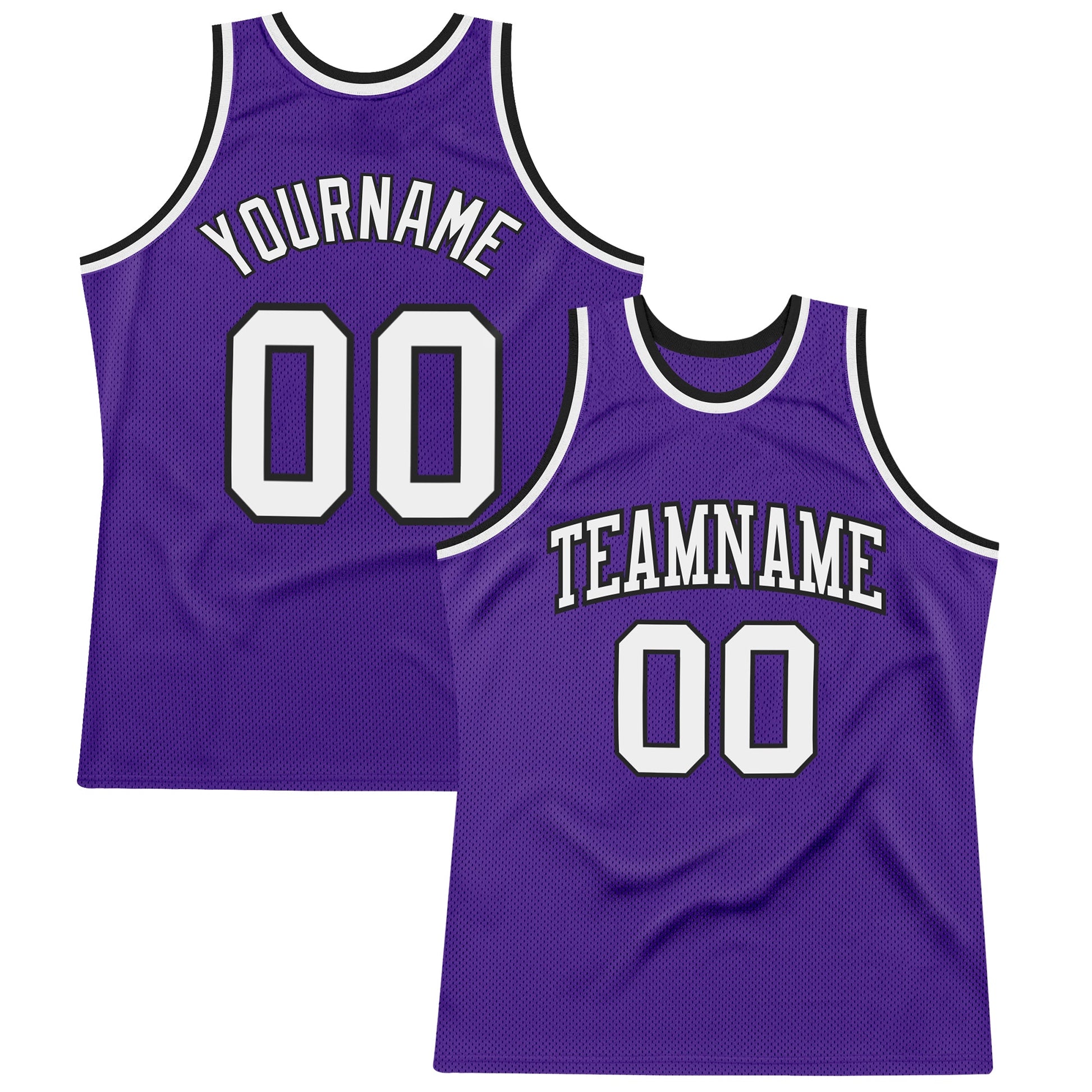 Custom Purple White-Black Authentic Throwback Basketball Jersey - Main View
