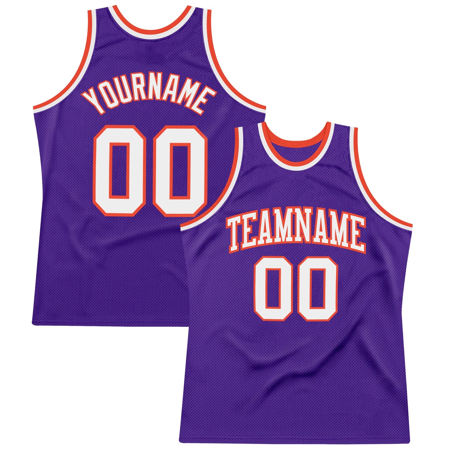 Custom Purple White-Orange Authentic Throwback Basketball Jersey - Main View