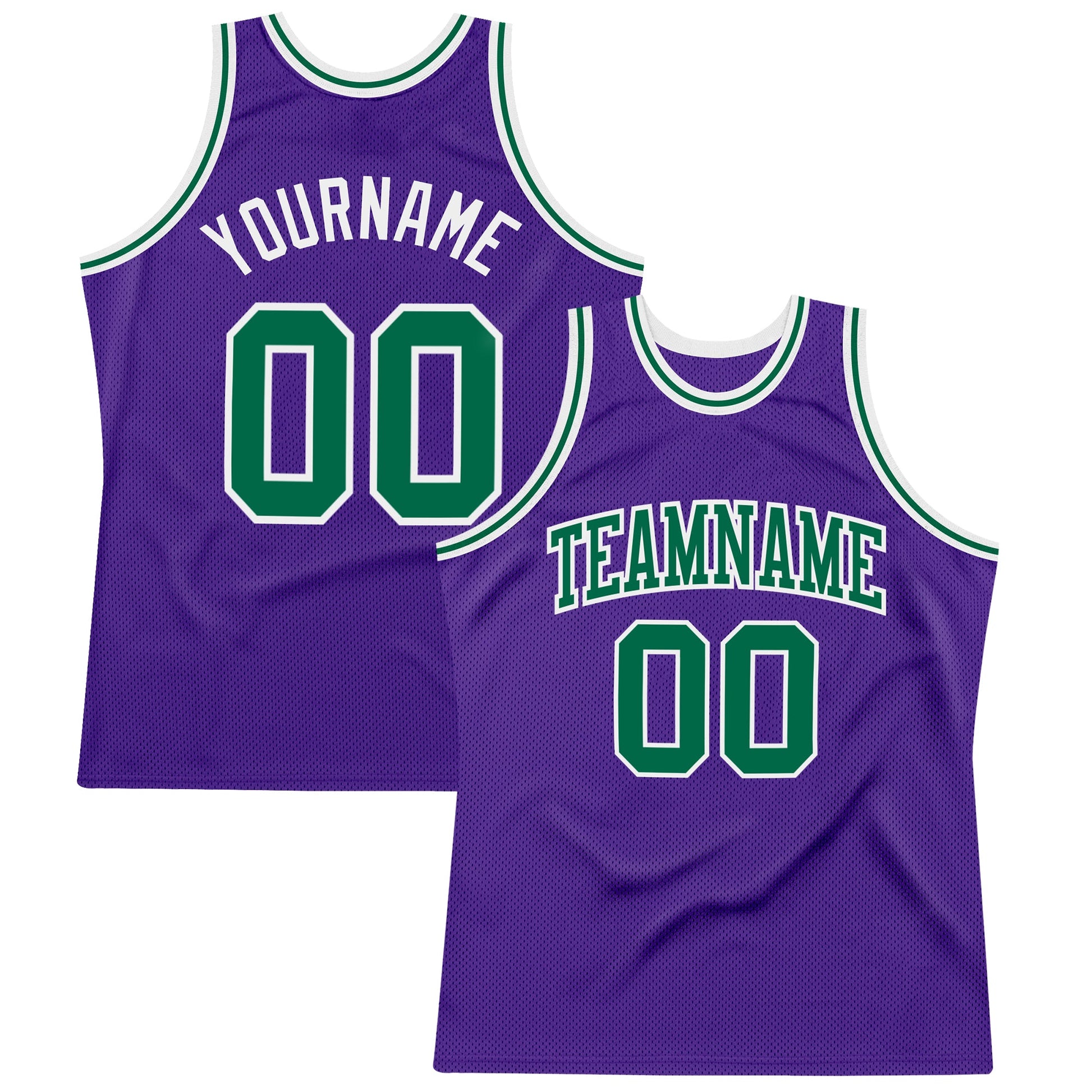 Custom Purple Kelly Green-White Authentic Throwback Basketball Jersey - Main View