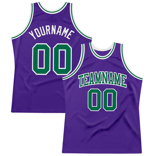 Custom Purple Kelly Green-White Authentic Throwback Basketball Jersey - Main View