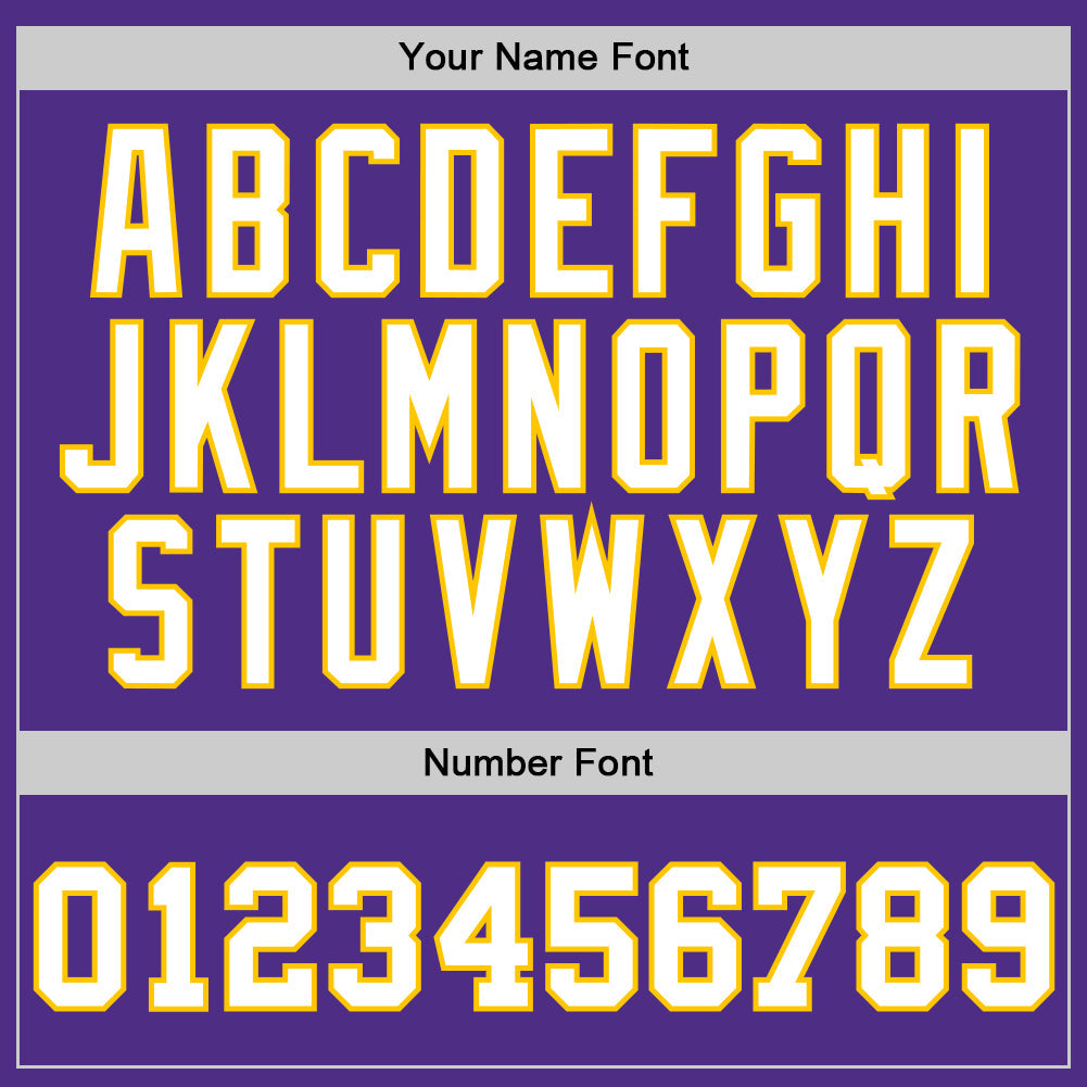 Custom Purple White-Gold Authentic Throwback Basketball Jersey view 4