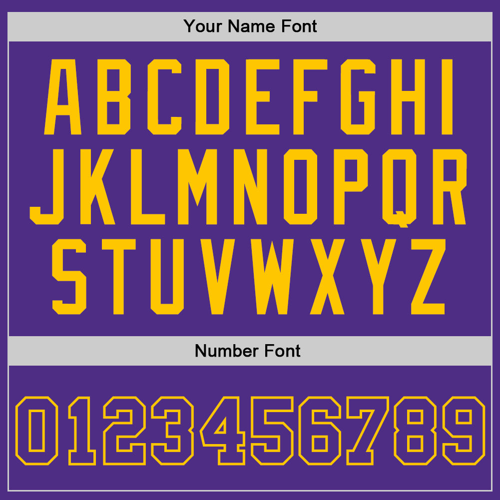 Custom Purple Purple-Gold Authentic Throwback Basketball Jersey view 3