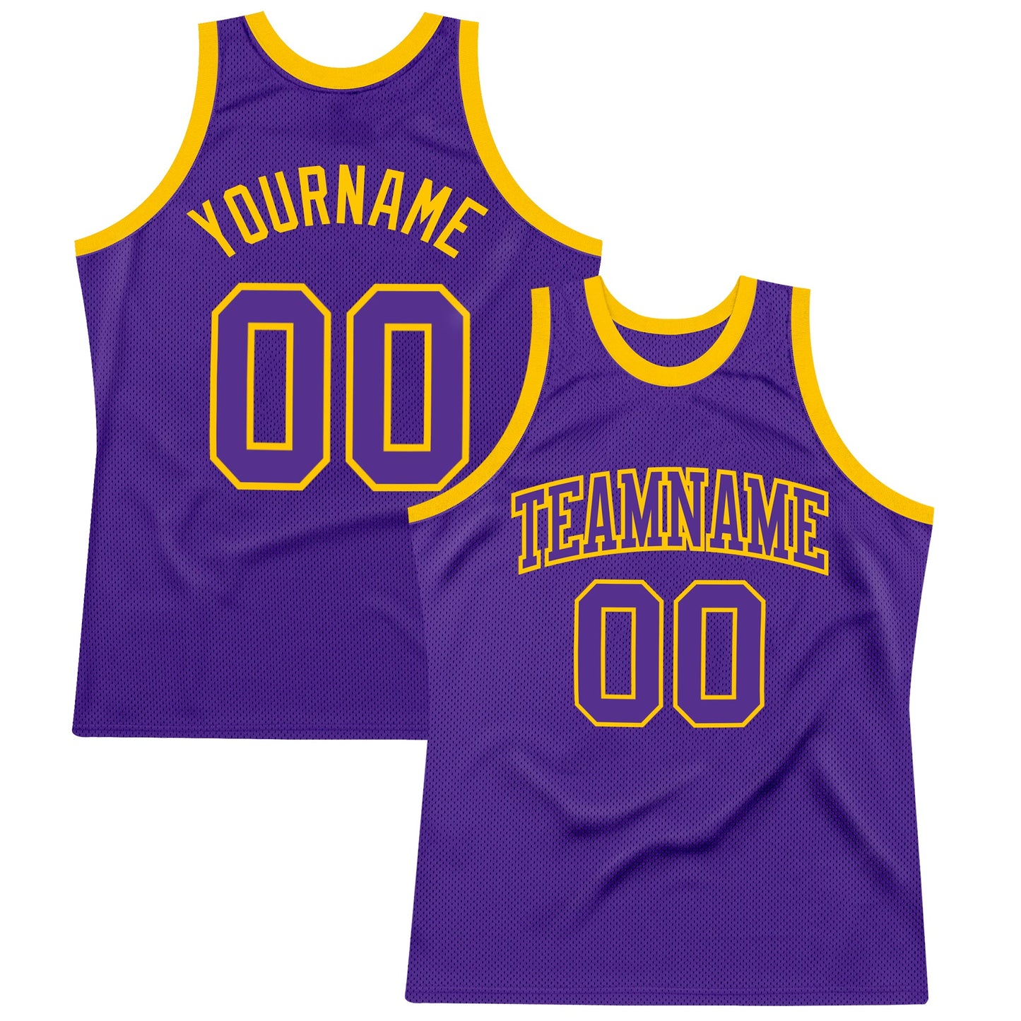Custom Purple Purple-Gold Authentic Throwback Basketball Jersey - Main View
