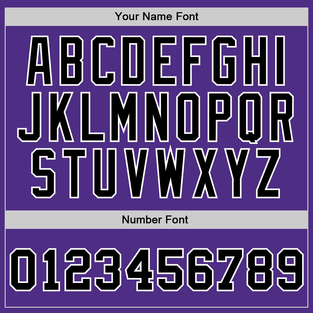 Custom Purple Black-White Authentic Throwback Basketball Jersey view 3