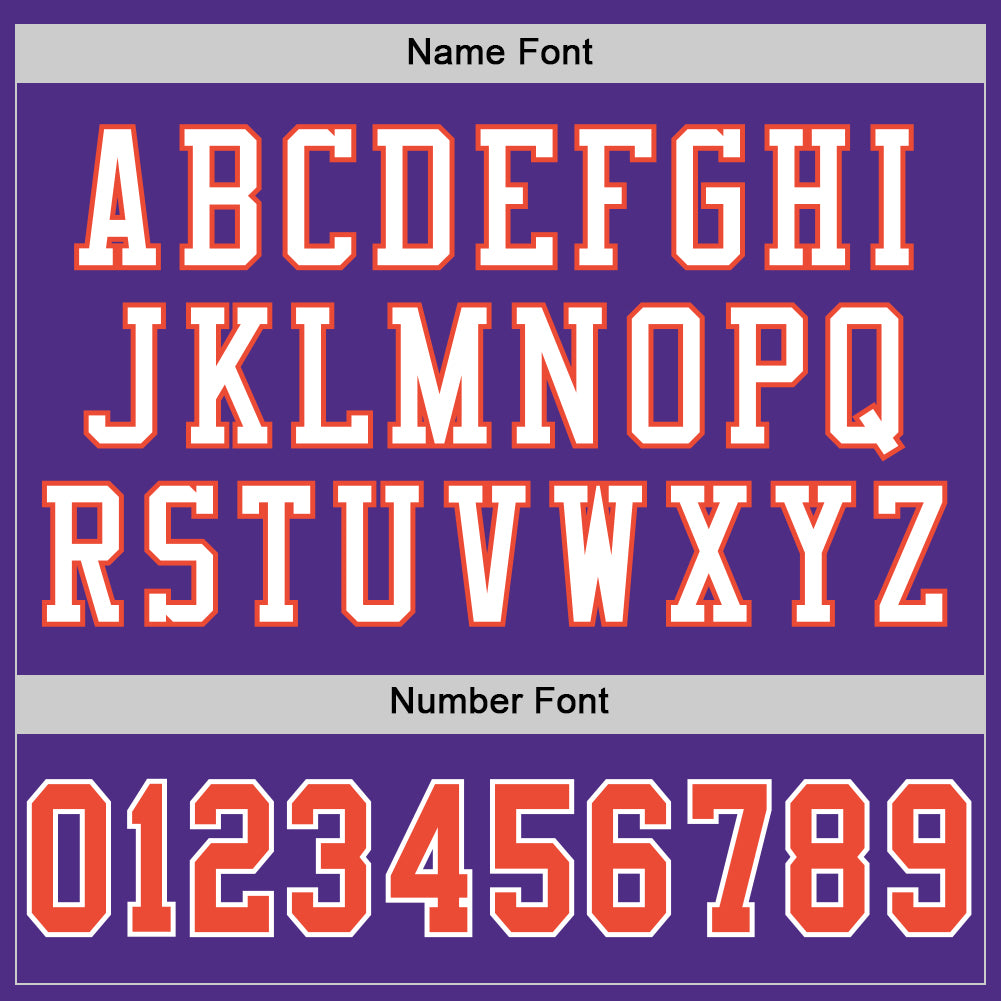 Custom Purple Orange-White Mesh Authentic Throwback Football Jersey view 4