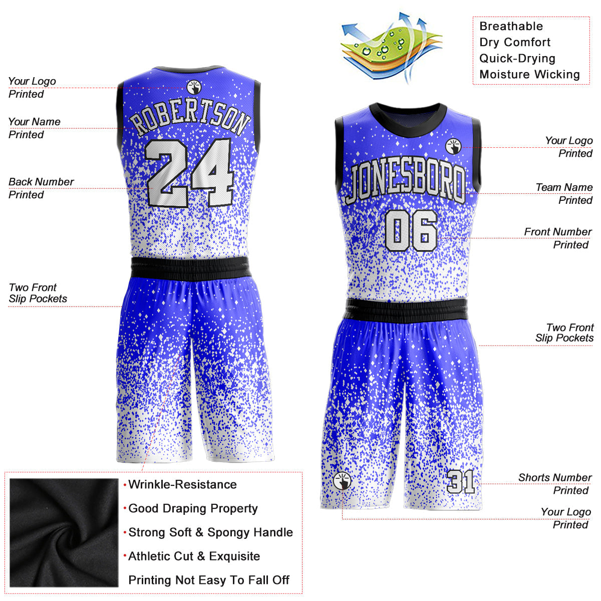 Custom Purple White-Black Round Neck Sublimation Basketball Uniform Jersey view 2