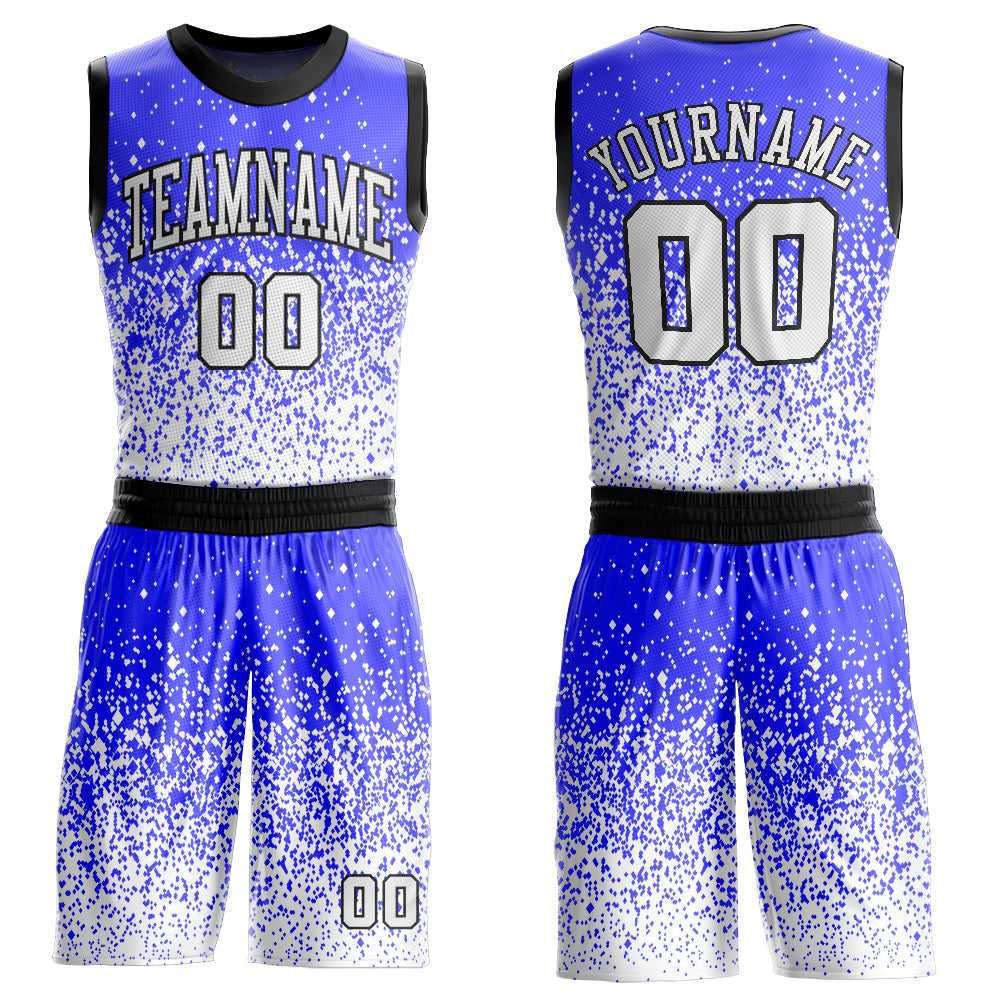 Custom Purple White-Black Round Neck Sublimation Basketball Uniform Jersey - Main View
