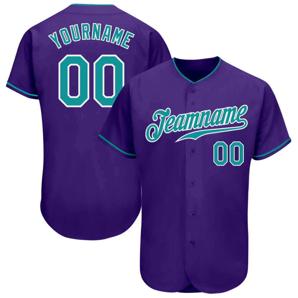 Custom Purple Teal-White Authentic Baseball Jersey - Main View