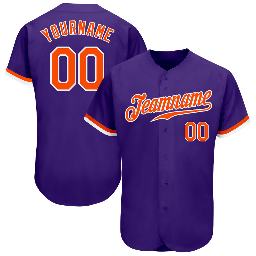 Custom Purple Orange-White Authentic Baseball Jersey - Main View